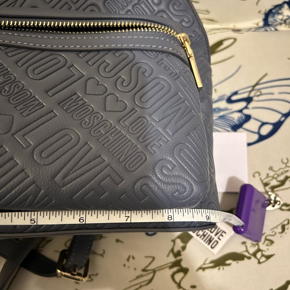 LOVE Moschino Blue Embossed Backpack - Picture 13 of 13